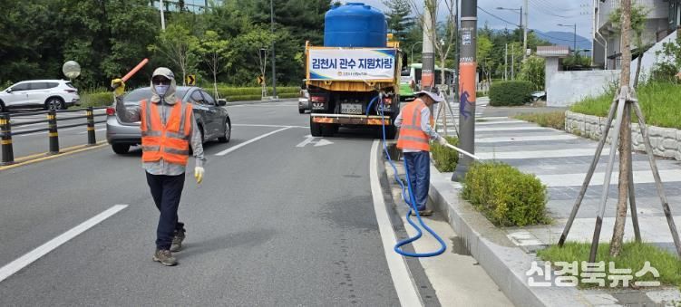 김천시, 폭염 장기화에 따른 비상 관수 총력