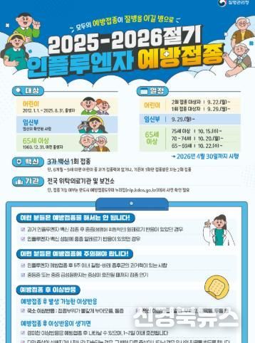 2025~2026절기 청도군 인플루엔자(독감) 무료 예방접종 실시