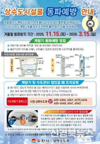 김천시 수도계량기 동파 방지 대책 실시