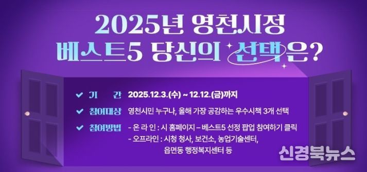 2025년 영천시정 베스트5 투표 홍보 배너