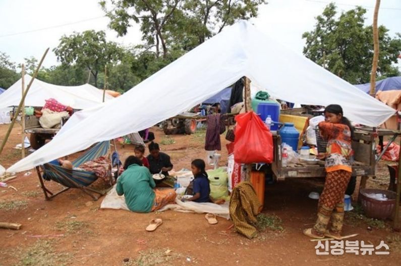 지난 7월 26일 캄보디아 오다르메안체이주의 한 국경 피난민 수용소. (사진/신화통신)