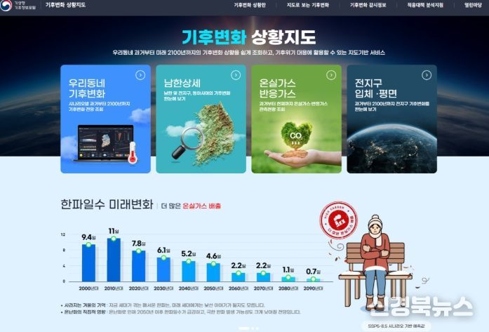기후변화 상황지도 첫 화면(메인메뉴 및 인포그래픽)