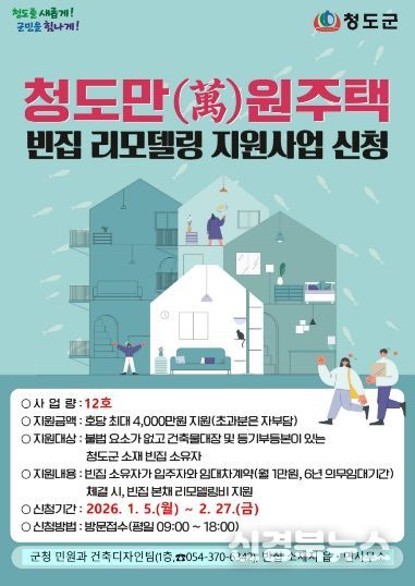 2026년 청도만(萬)원주택사업 빈집사업자 추가 신청 포스터